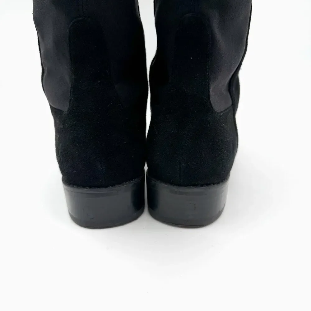 STUART WEITZMAN Black Suede 5050 Over The Knee Boots Size 8.5 Flat Block Heel